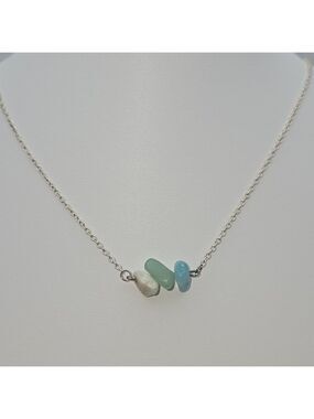 Amazonite Natural Stone Sterling Silver 925 Necklace 18''